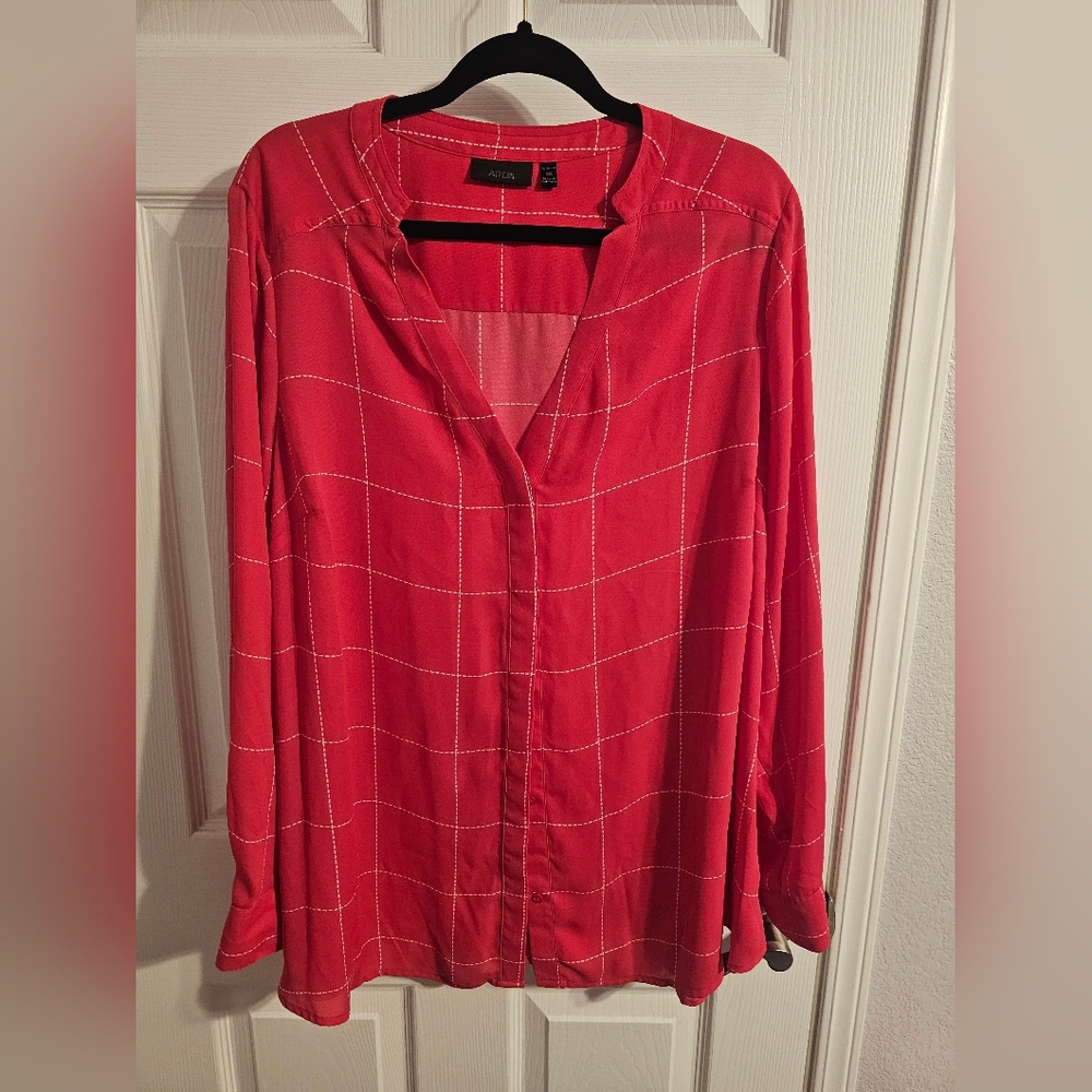 Apt. 9 Women's Red Plaid Blouse